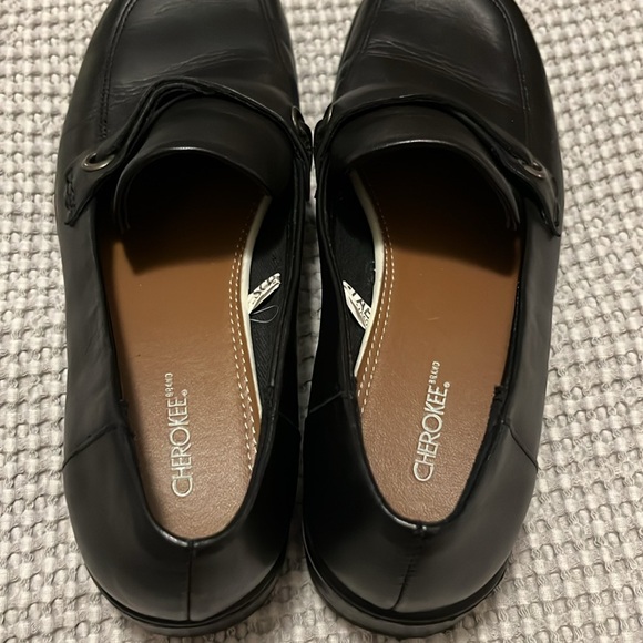 Cherokee Black Leather Square Toe Loafer Slip On Shoes As 8.5 New! - Picture 9 of 15